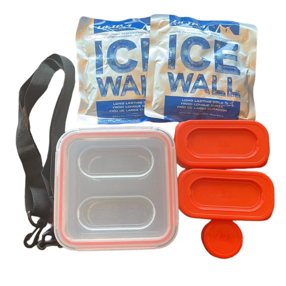 Arctic Zone Expandable Lunch Box with 4 containers & 2 Ice packs - Grey/Orange